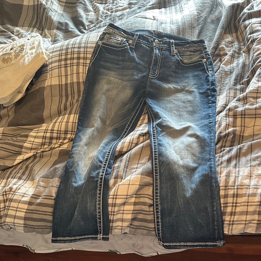 Miss Me Men's Dark Blue Straight Jeans